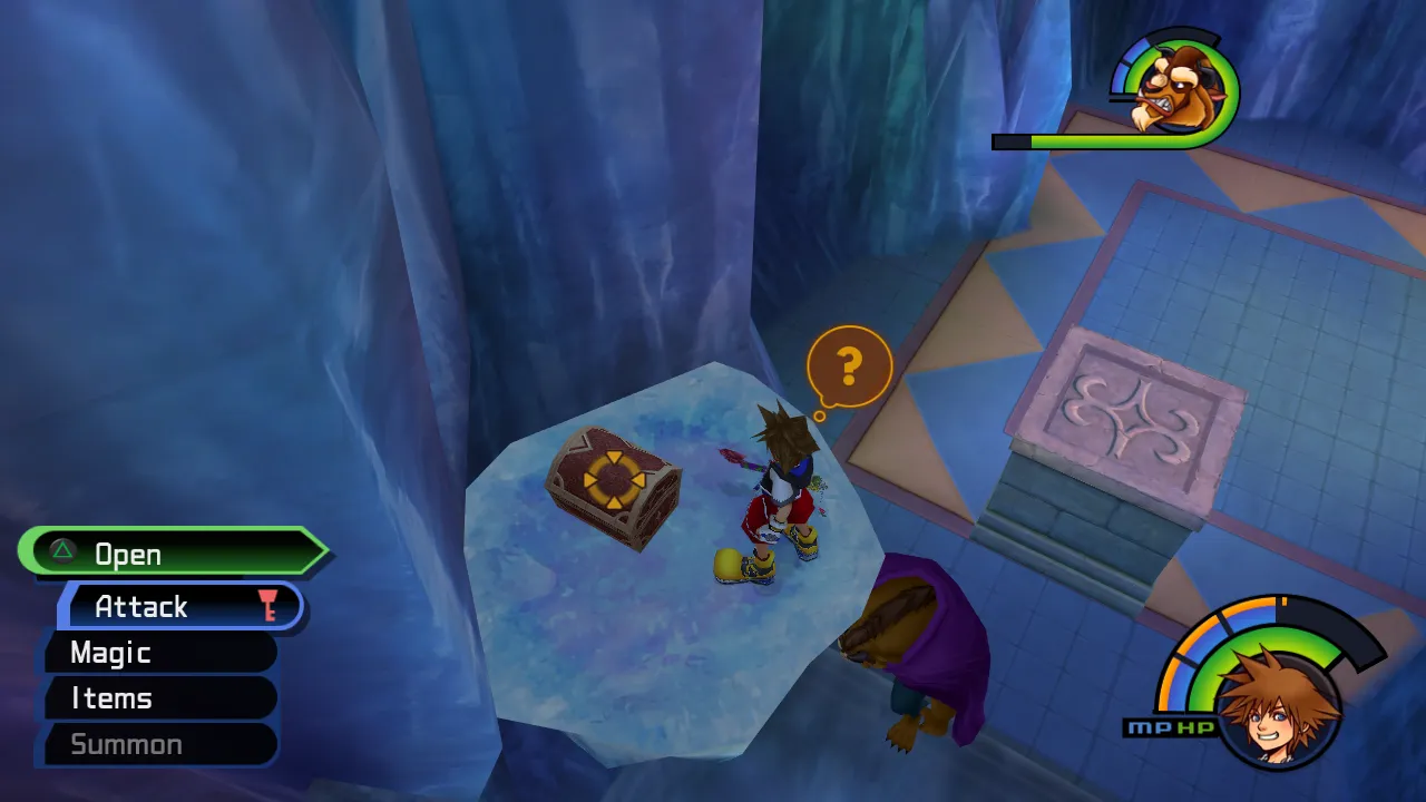 Hollow Bastion Base Level Bubble Under the Wall Platform Chest